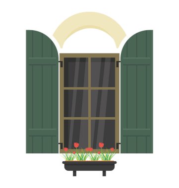 Ev pencere resmeden bir pencere panjur