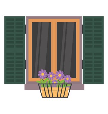 Dış ev resmeden bir pencere panjur 