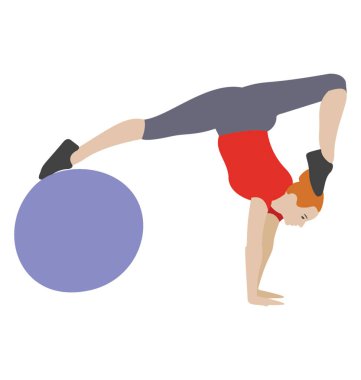 Egzersiz egzersiz düz simgesi, fitness topu 