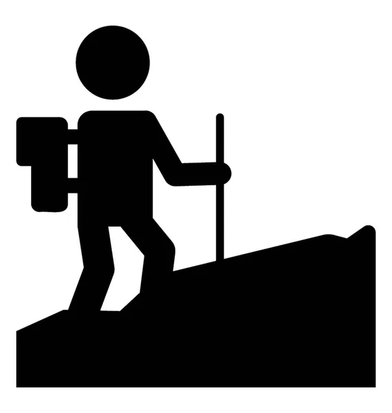 Eine Person Mit Stock Auf Bergen Trekking — Stockvektor
