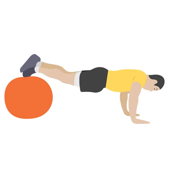 Workout Übung Flache Ikone Fitnessball — Stockvektor
