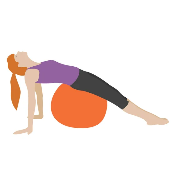 Workout Exercise Flat Icon Fitness Ball — Stock Vector