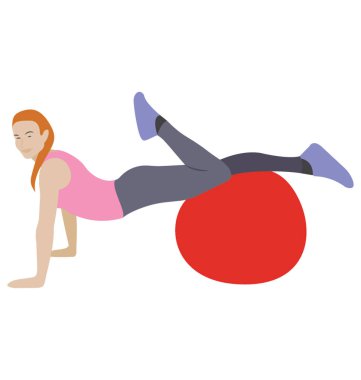 Egzersiz egzersiz düz simgesi, fitness topu 