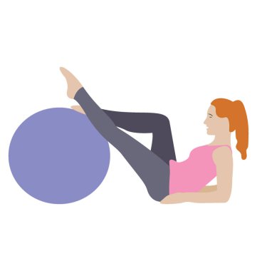 Egzersiz egzersiz düz simgesi, fitness topu 