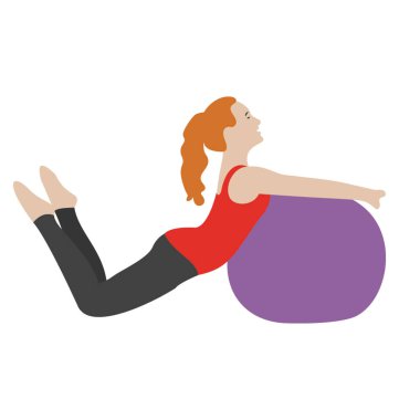 Egzersiz egzersiz düz simgesi, fitness topu 