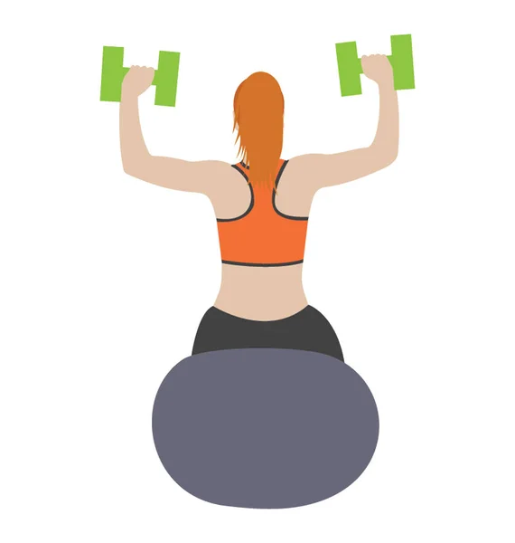 Haltères Exercice Conception Icône Plate Muscles Biceps — Image vectorielle