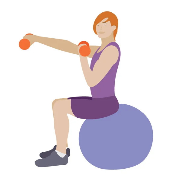 Προπόνηση Άσκηση Επίπεδη Εικονίδιο Μπάλα Γυμναστικής — Διανυσματικό Αρχείο