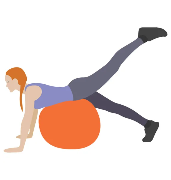 Exercício Treino Ícone Plano Bola Fitness — Vetor de Stock