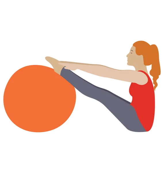 Workout Exercise Flat Icon Fitness Ball — Stock Vector