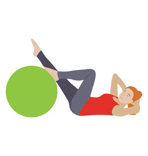 Workout Exercise Flat Icon Fitness Ball — Stock Vector