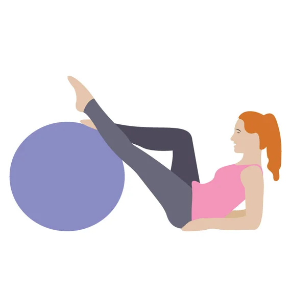 Workout Exercise Flat Icon Fitness Ball — Stock Vector