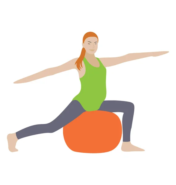 Workout Exercise Flat Icon Fitness Ball — Stock Vector