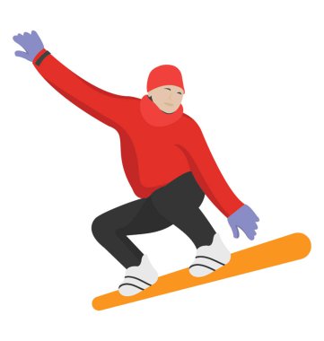 Snowboard düz simgesi, kış sporları 