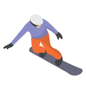 Slopestyle snowboard düz simgesi tasarım 