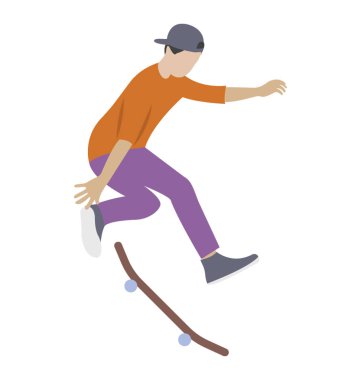 Genç kaykaycı düz simgesi 