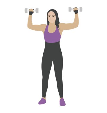 Spor kız, düz simgesi halter egzersiz 