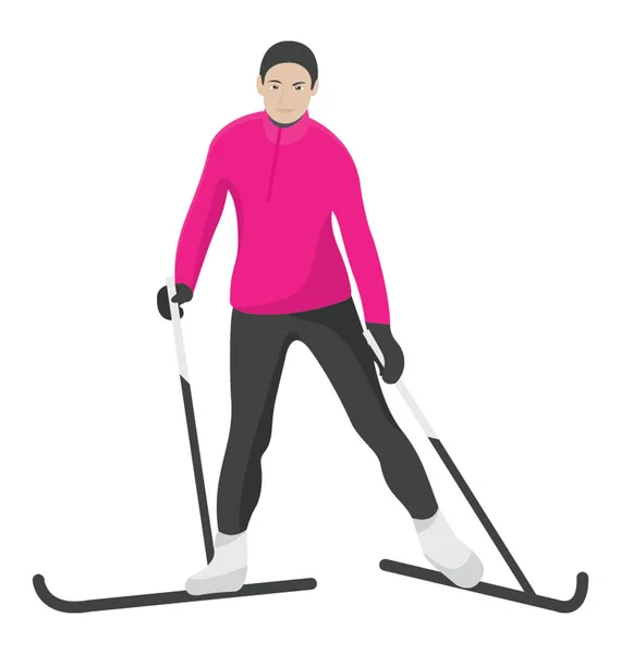 Skiing Man Icon Winter Sports — Stock Vector