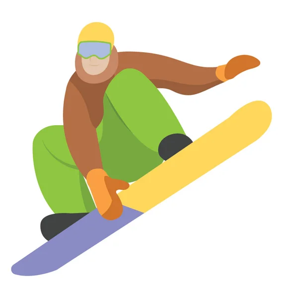 Snowboard Icono Plano Deportes Invierno — Vector de stock