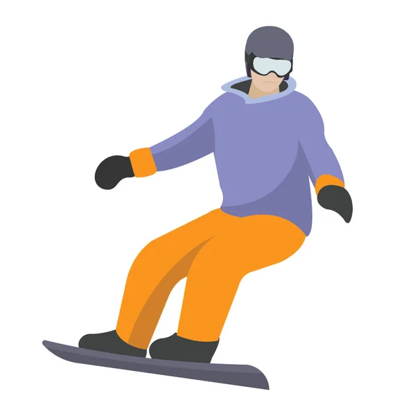 Snowboarding Ícone Plano Esportes Inverno — Vetor de Stock