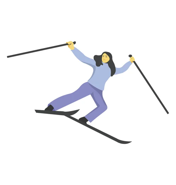 Sking Woman Icon Winter Sports — Stock Vector