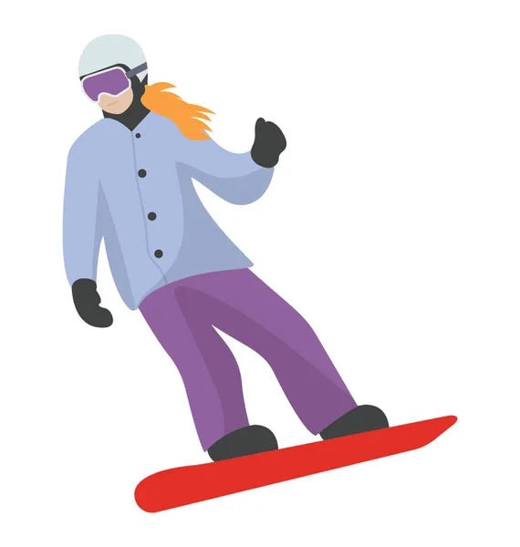 Snowboarding Ícone Plano Esportes Inverno — Vetor de Stock