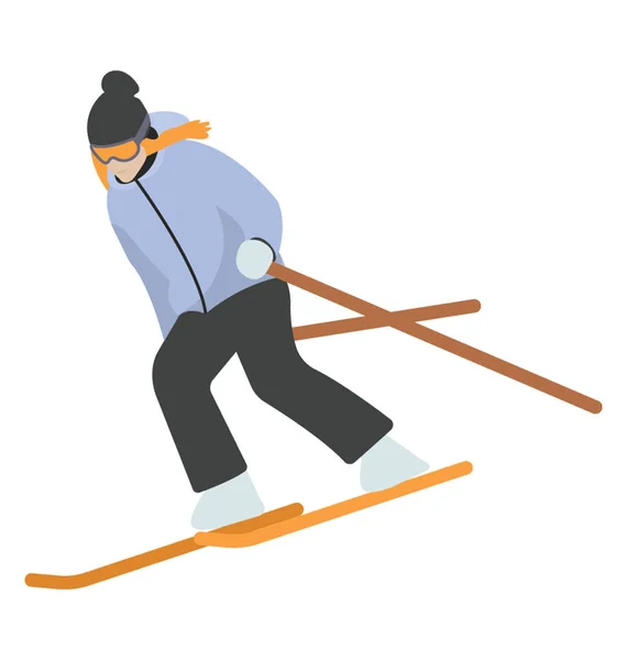 冬のスポーツ スキー人アイコン — ストックベクタ