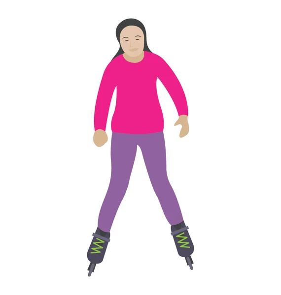 フラット アイコン デザインのローラー スケート少女 — ストックベクタ