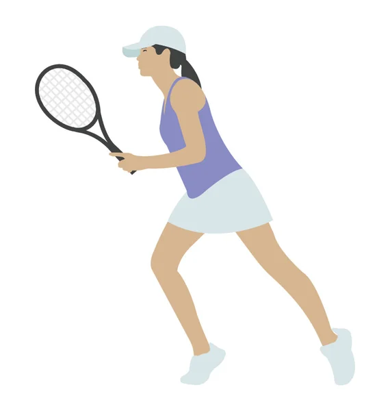 フラット アイコン デザインの女子テニス選手 — ストックベクタ