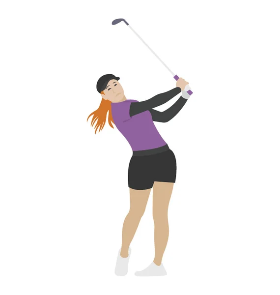 Jugadora Golf Femenina Icono Plano — Vector de stock