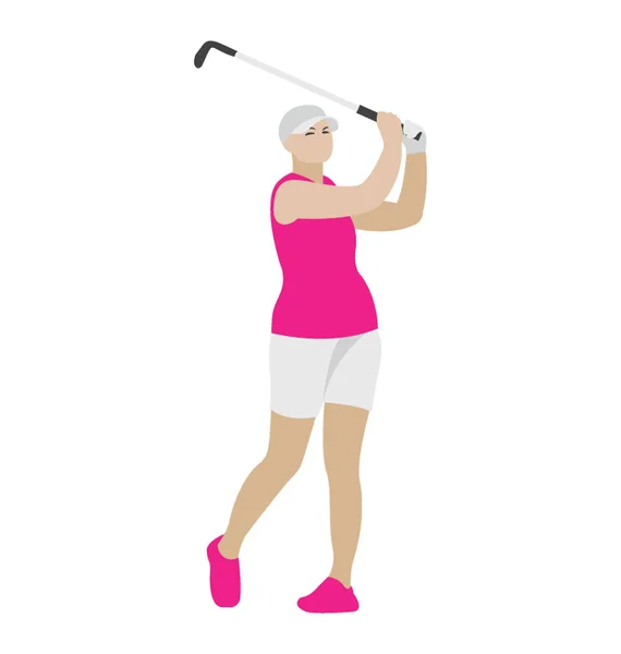 Jugadora Golf Femenina Icono Plano — Vector de stock