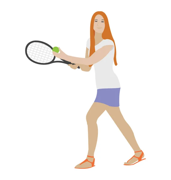 Feminino Squash Player Flat Icon Design — Vetor de Stock