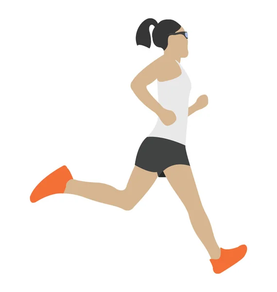 Plochá Ikonu Design Jogging Dívka — Stockový vektor