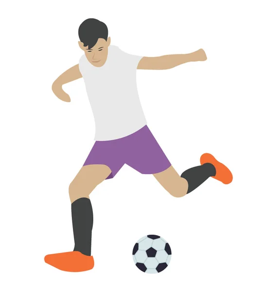 Man Voetballen Voetbal Speler Platte Pictogram — Stockvector