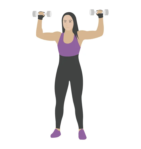 Sports Girl Dumbbells Exercise Flat Icon — Stock Vector