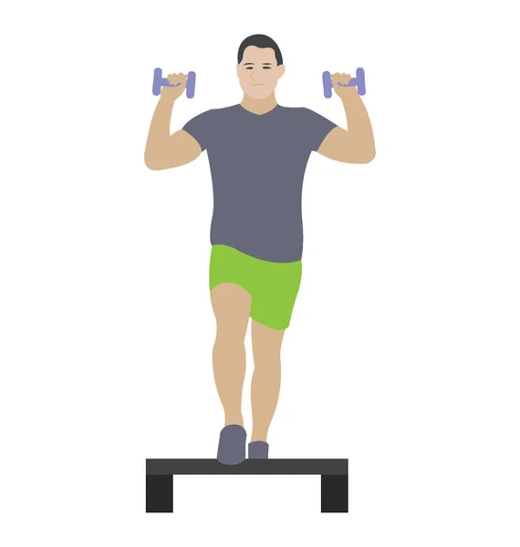 Entrenamiento Con Mancuernas Gimnasio Ejercicio Icono Plano — Vector de stock