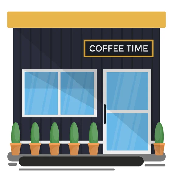Coffee Time Illustration Cafe Building — Stock Vector