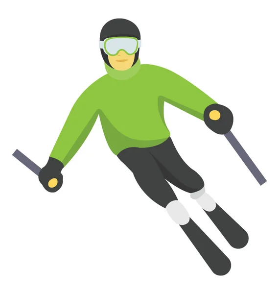 Skiing Man Icon Winter Sports — Stock Vector