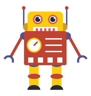 Robot karakter düz simgesi tasarım 