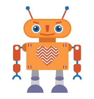 Robot karakter düz simgesi tasarım 