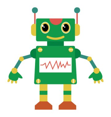 Robot karakter düz simgesi tasarım 