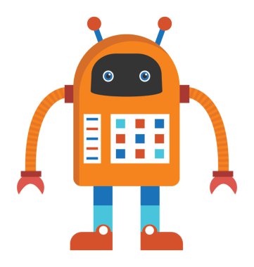 Robot karakter düz simgesi tasarım 