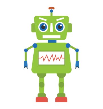 Robot karakter düz simgesi tasarım 