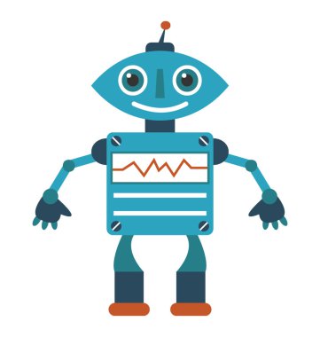 Robot karakter düz simgesi tasarım 