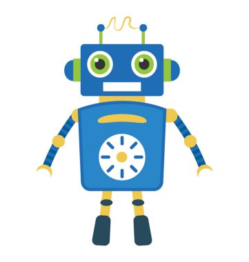 Robot karakter düz simgesi tasarım 