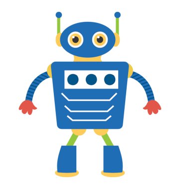 Robot karakter düz simgesi tasarım 