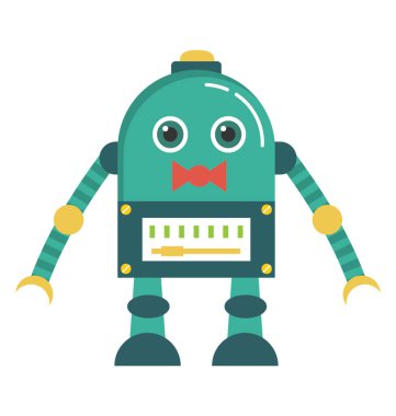 Robot karakter düz simgesi tasarım 