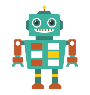 Robot karakter düz simgesi tasarım 
