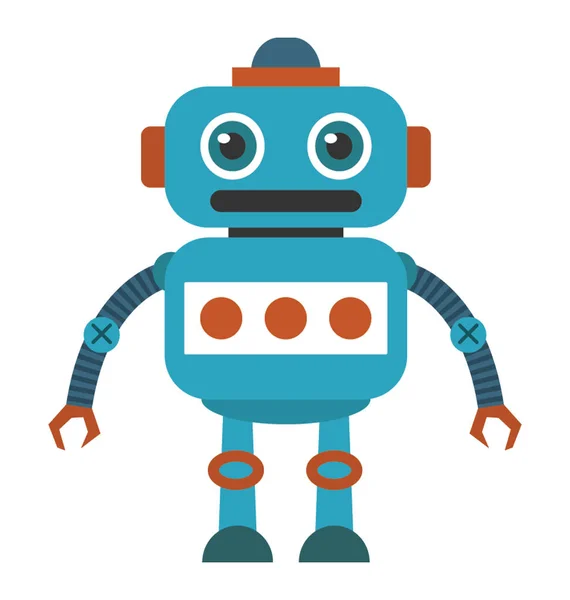 Ρομπότ Επίπεδη Έγχρωμο Εικονίδιο — Διανυσματικό Αρχείο