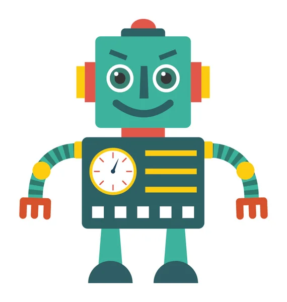 Robot Carácter Plano Icono Diseño — Vector de stock