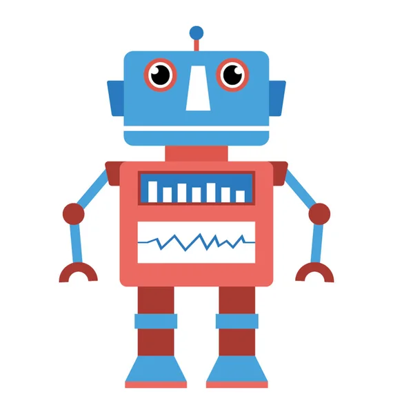 Robot Platte Pictogram Characterdesign — Stockvector